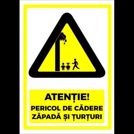 Indicator de securitate atentie pericol de cadere zapada si turturi